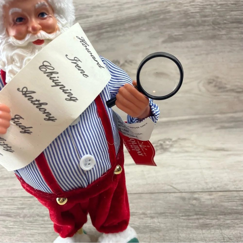 Christmas Decor Santa Claus With List Checking It Twice 10” Holiday Time NWT